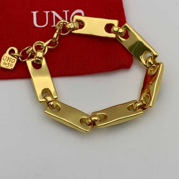 NEW Uno de 50 THE CROWN Gold Plated Black Crystals Bracelet - Picture 10 of 13